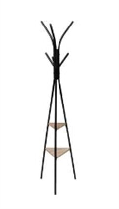 Cabide de pé JANO preto em metal com 6 gachos 175cm, , large