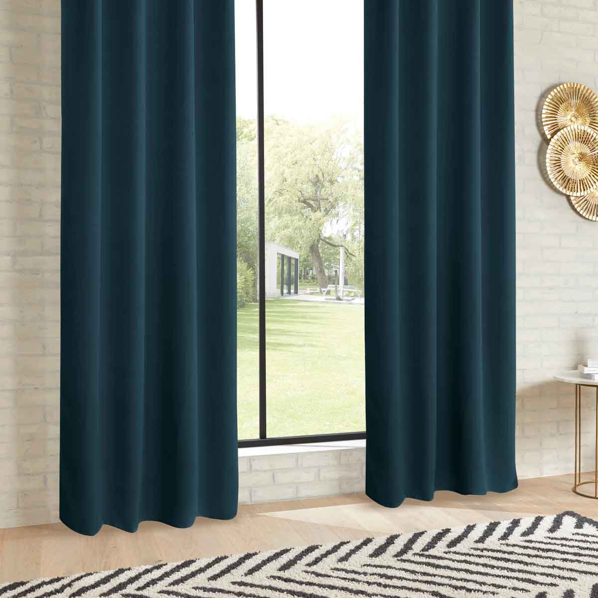 Set de 2 cortinas opacas azul oscuro 135x240cm, , large