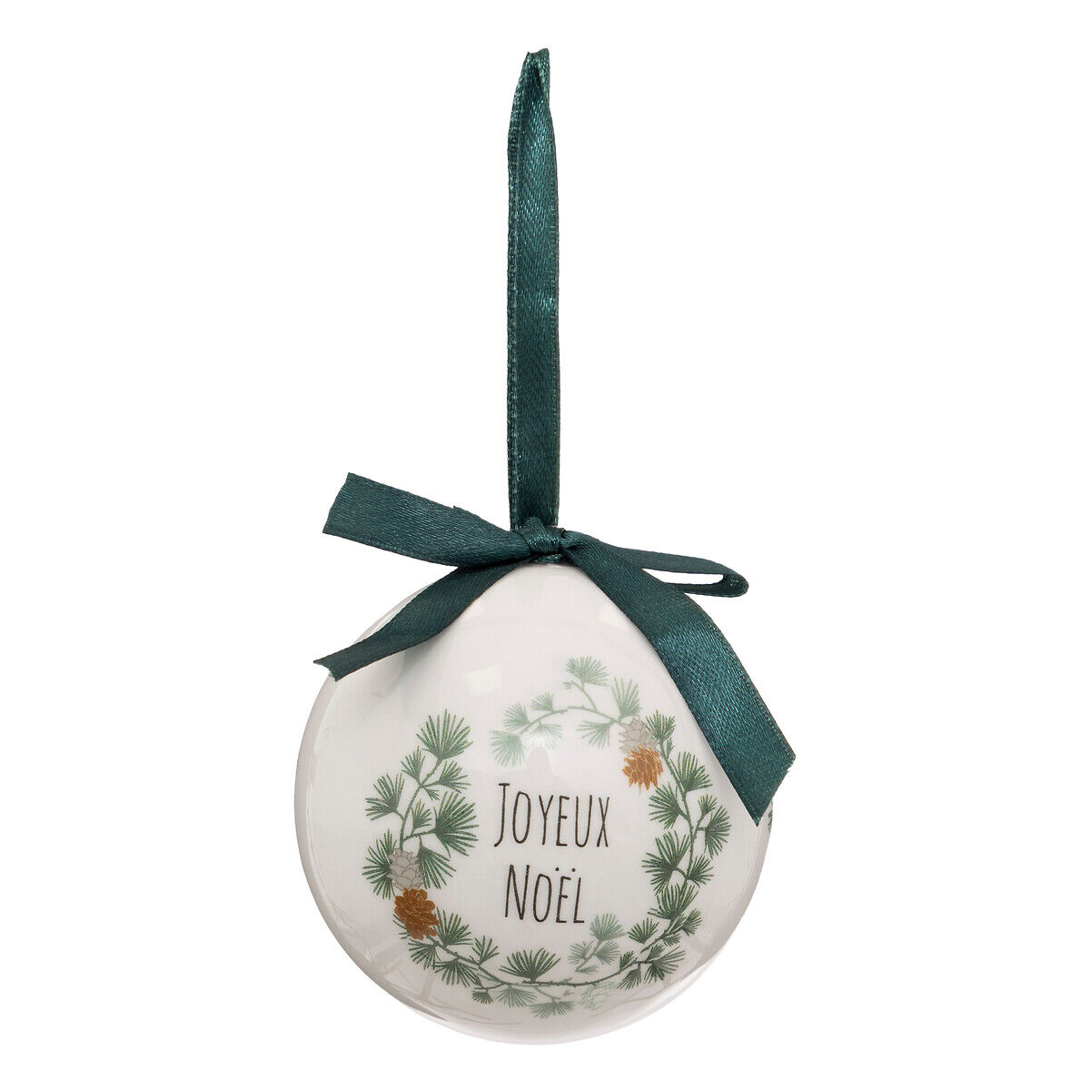 Pendurante bola papel coroa com fita verde 7,5cm, , large