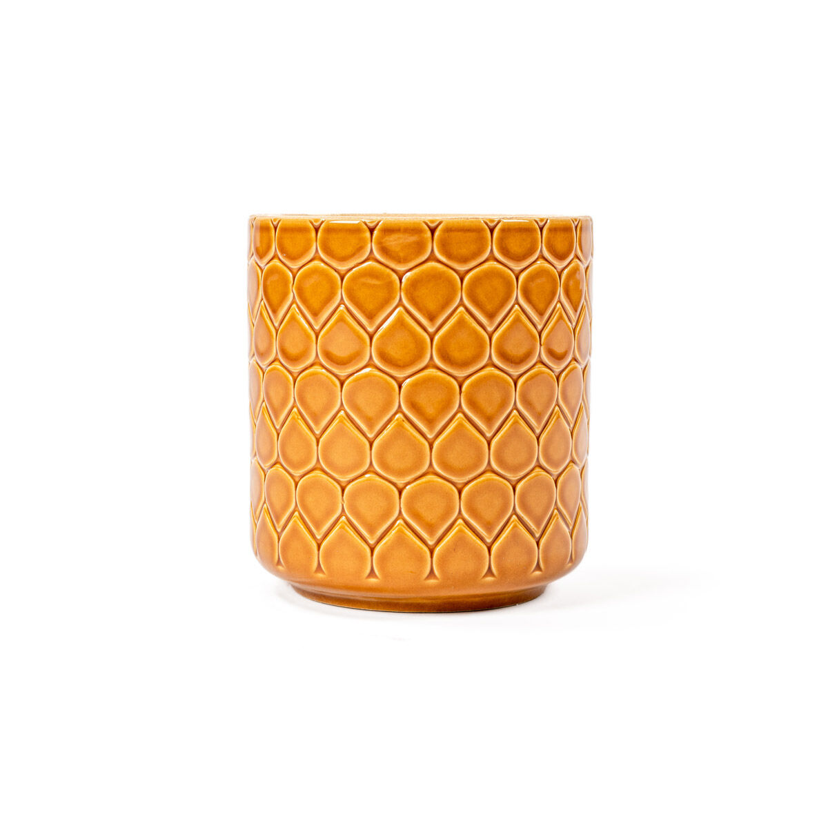 Vaso de cerâmica decoração gotas ocre 15cm, , large