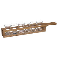 Juego 6 Vasos De Vidrio Con Soporte De Madera