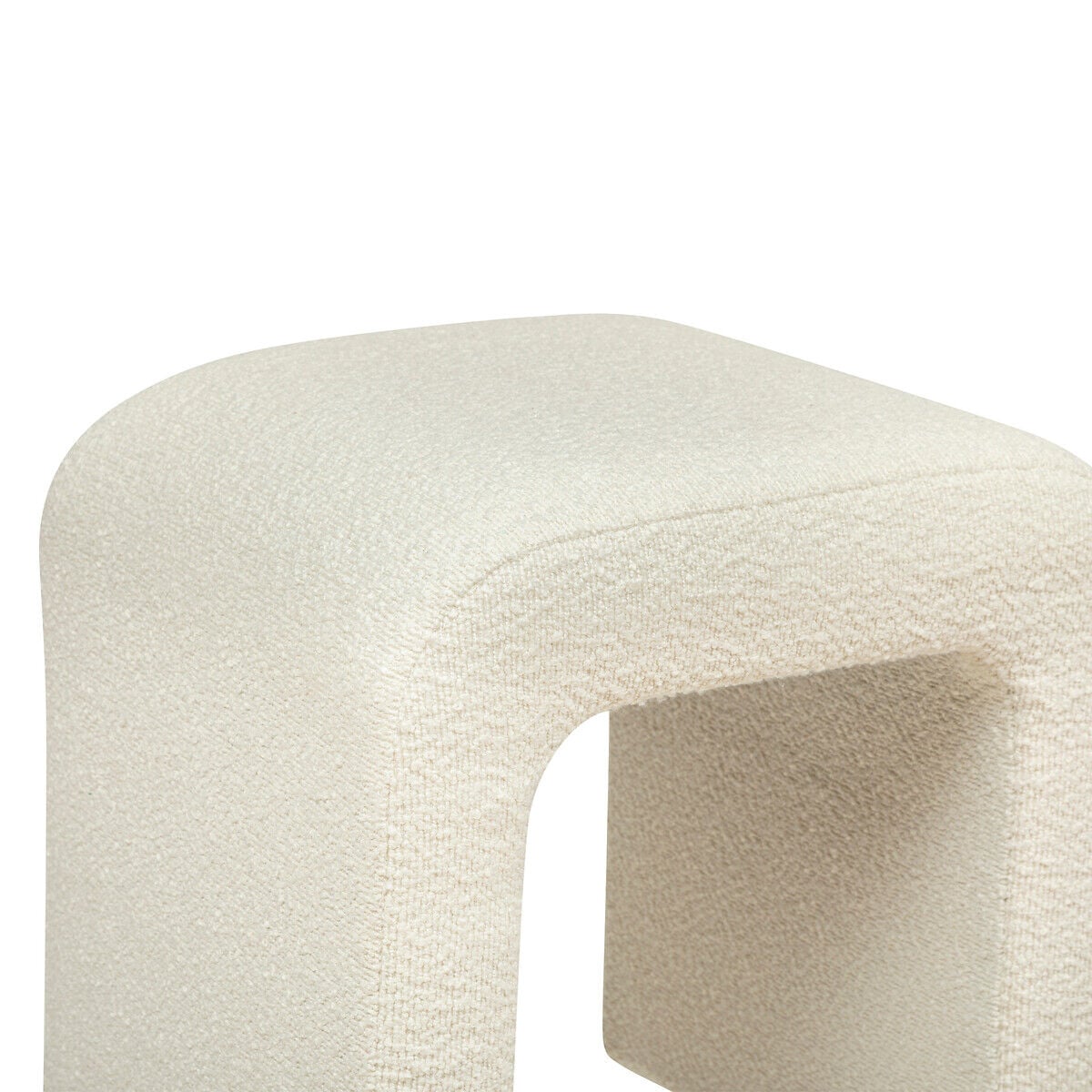 Pufe SEVI pelo bouclé branco, , large