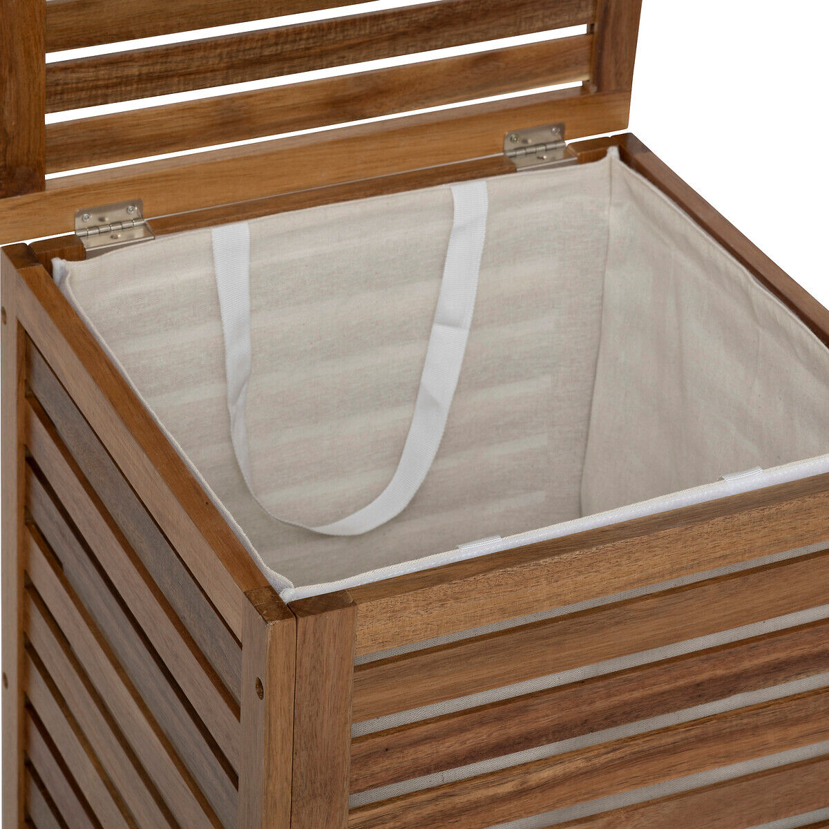 Cesto de roupa wc em madeira acácia 65l, , large