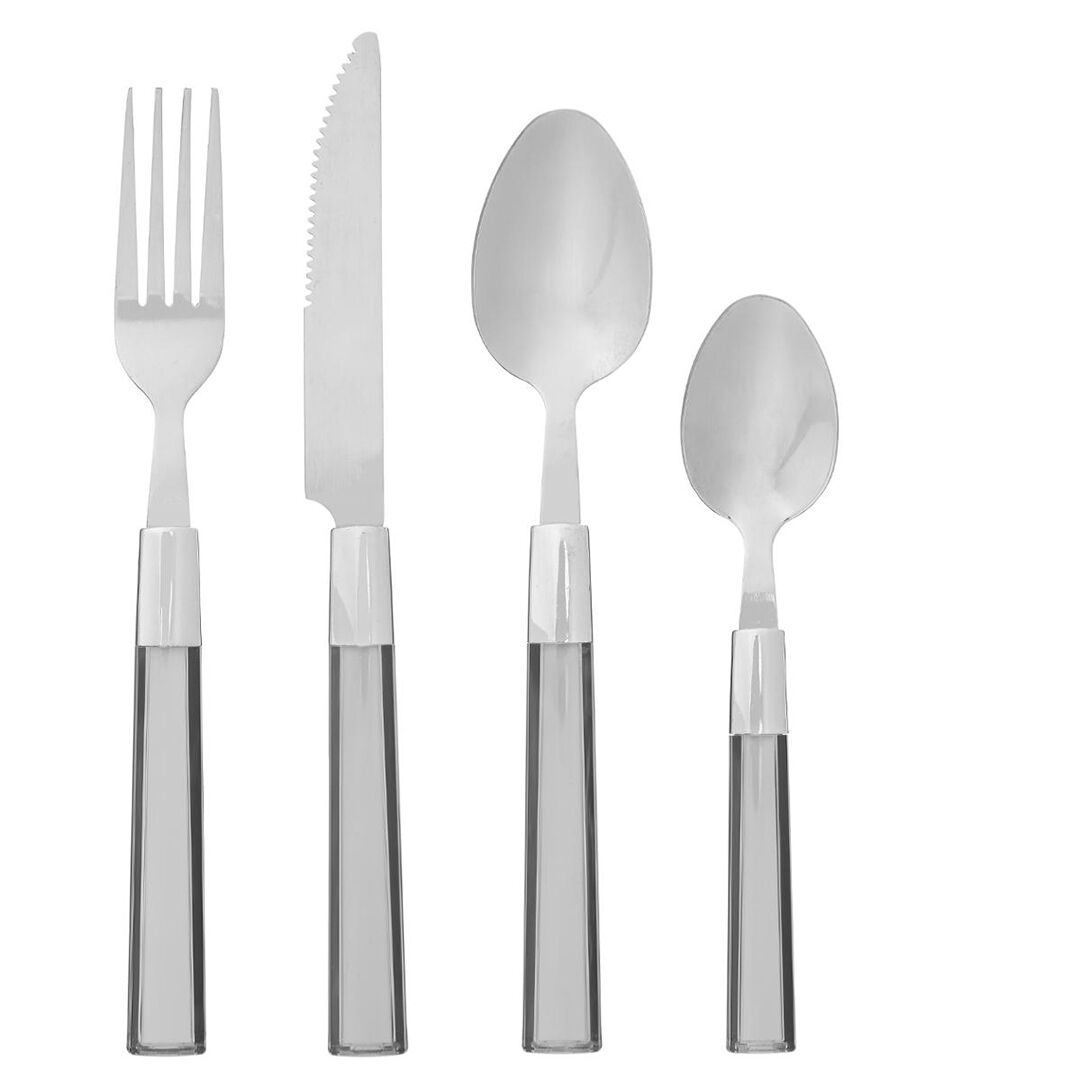 Faqueiro de 24 peças com cabo cinzento, , large
