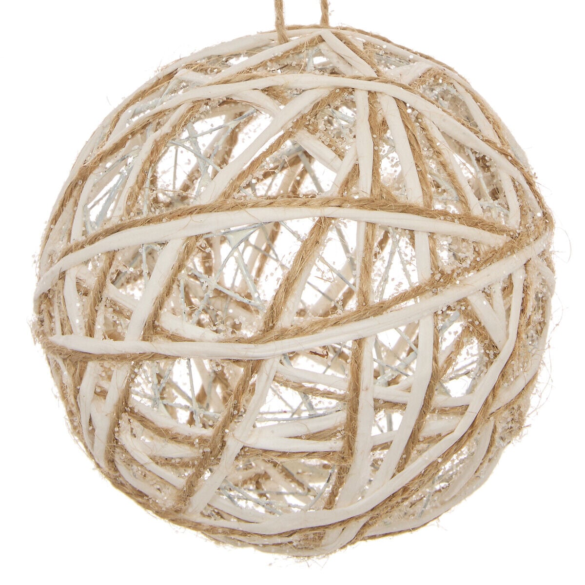 Bola de natal fios bege 10cm, , large