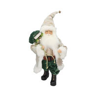 Papá Noel verde con saco de regalos 45cm 