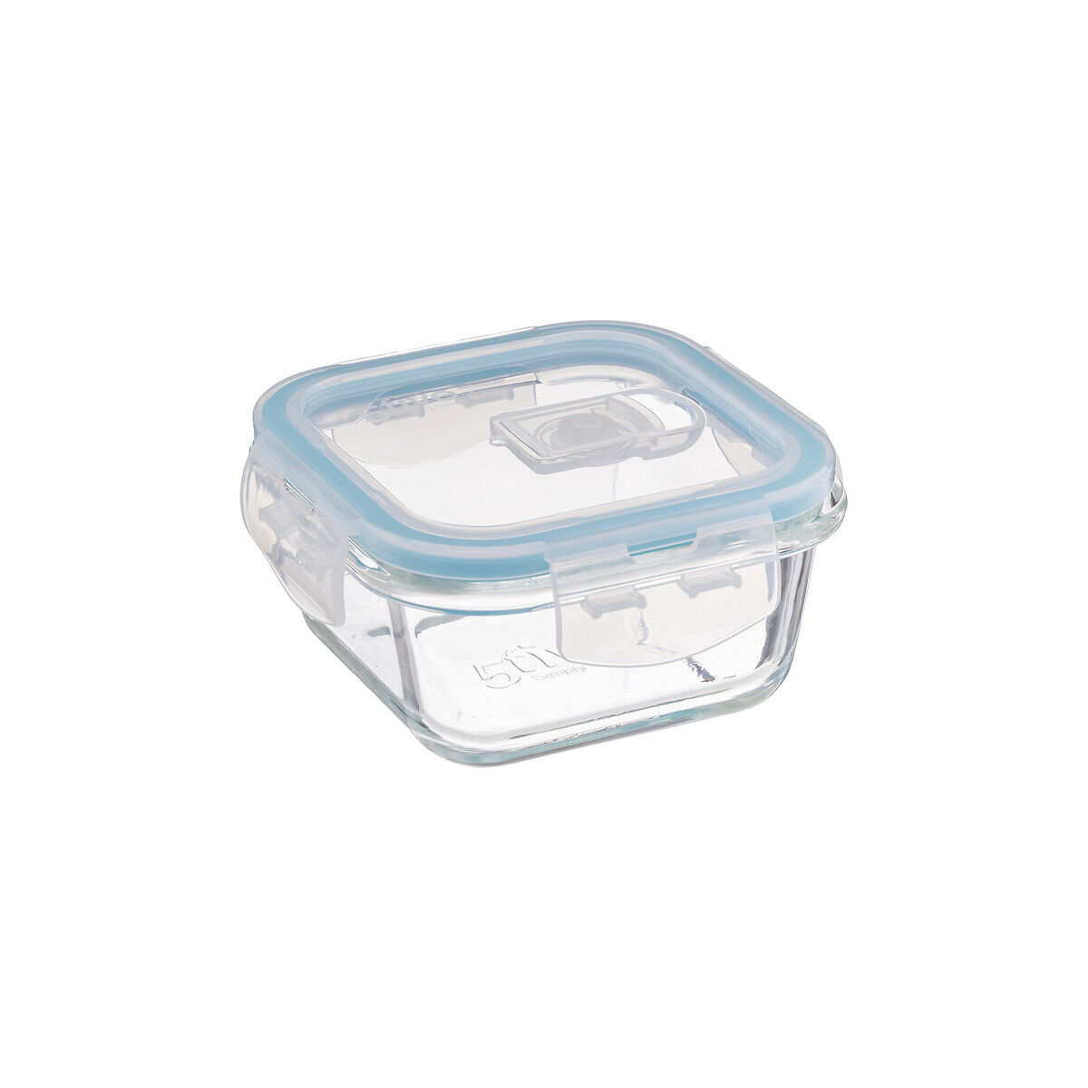 Square glass container with lid, , large