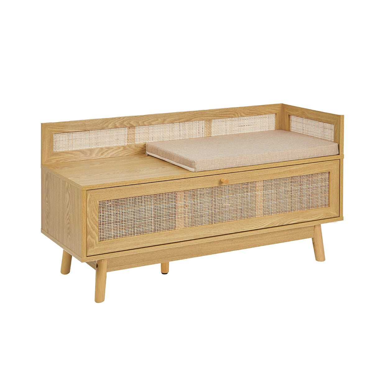 Banco para arrumação em rattan, , large