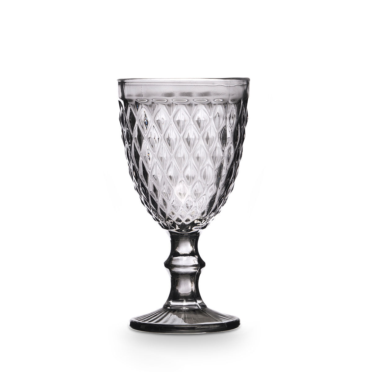 Stemmed water glass DIAMANTE green in glass, , large