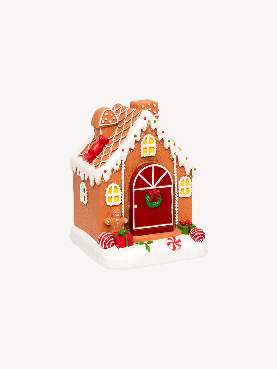 Aldeia casa de gengibre com luz - música - movimento 14x16,8cm, , large