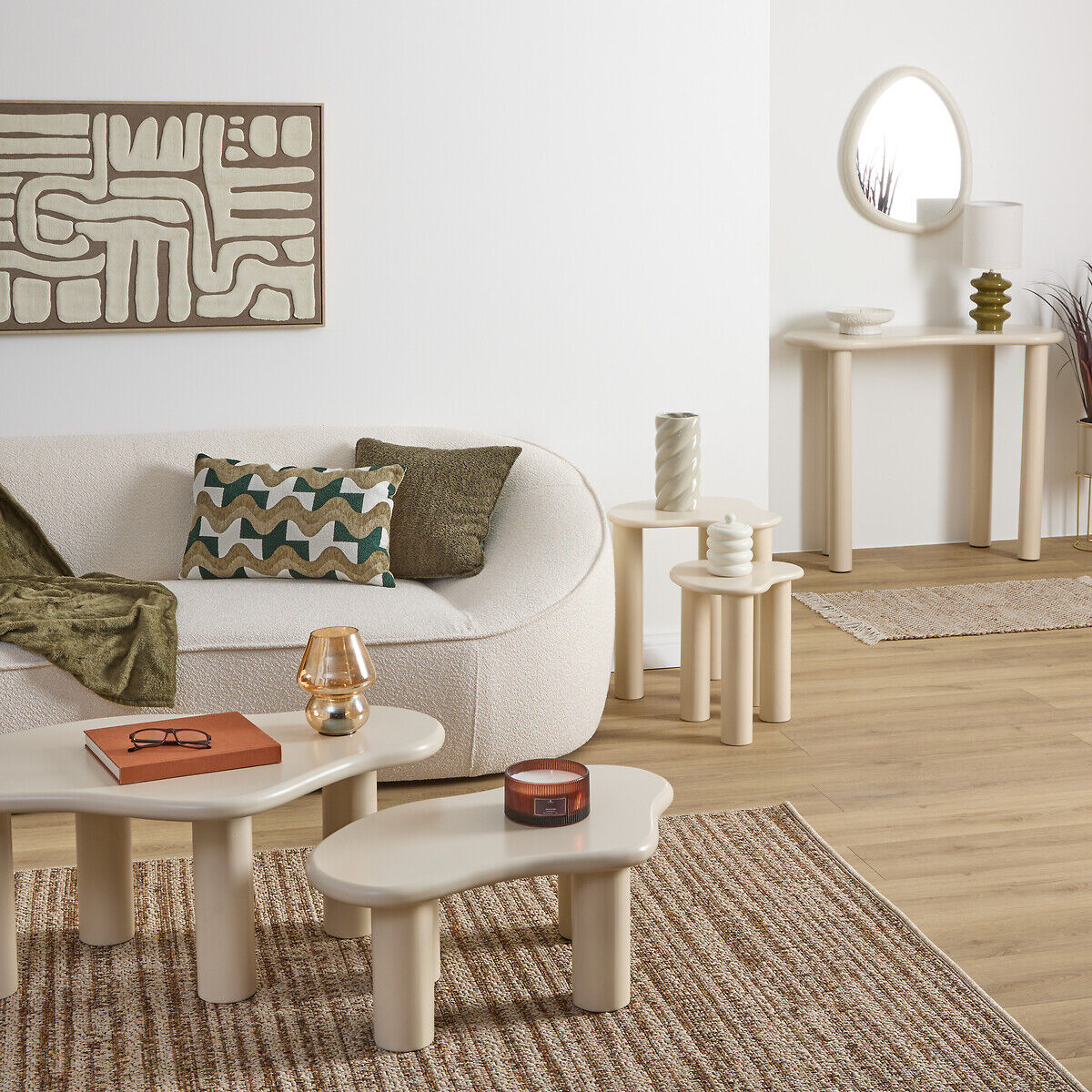 Set of 2 side tables OLAO ivory, , large