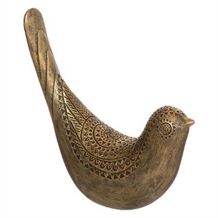 Pássaro decorativo OASIS dourado 17cm, , large