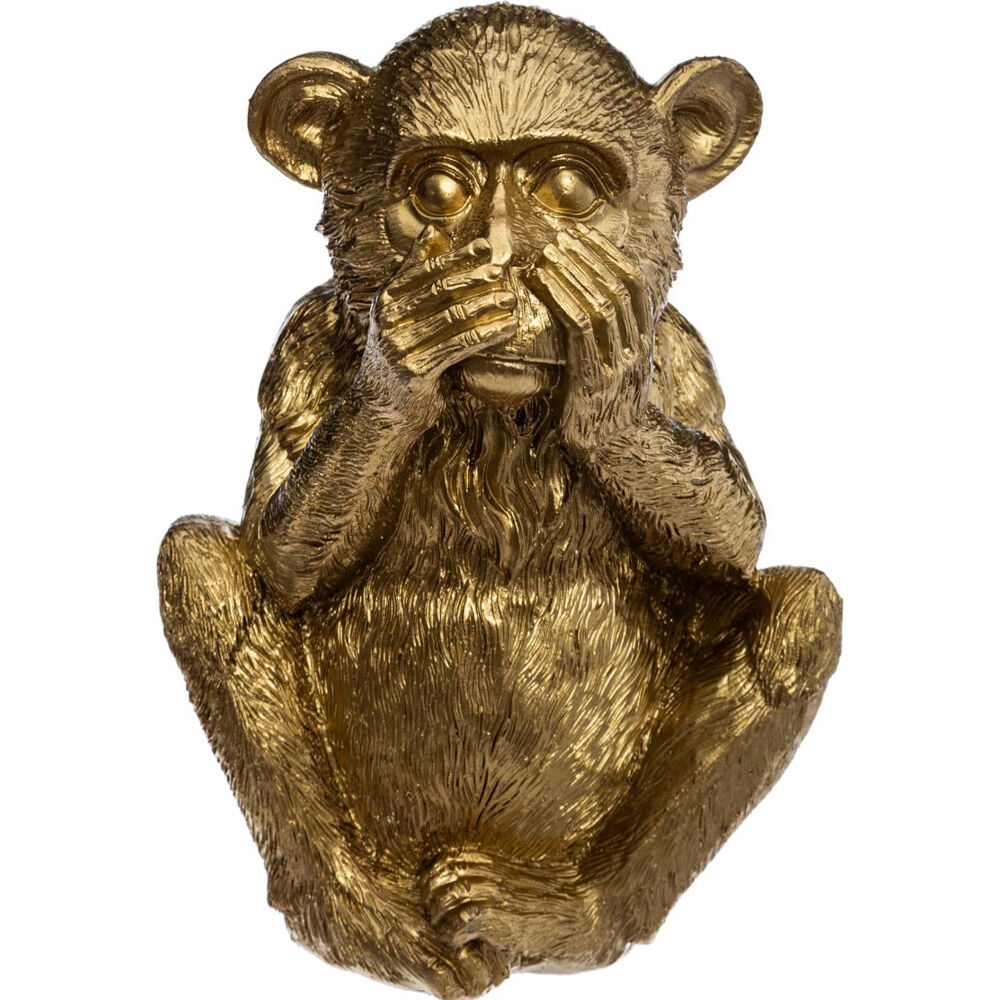 Estatueta macaco sábio mudo dourada, , large