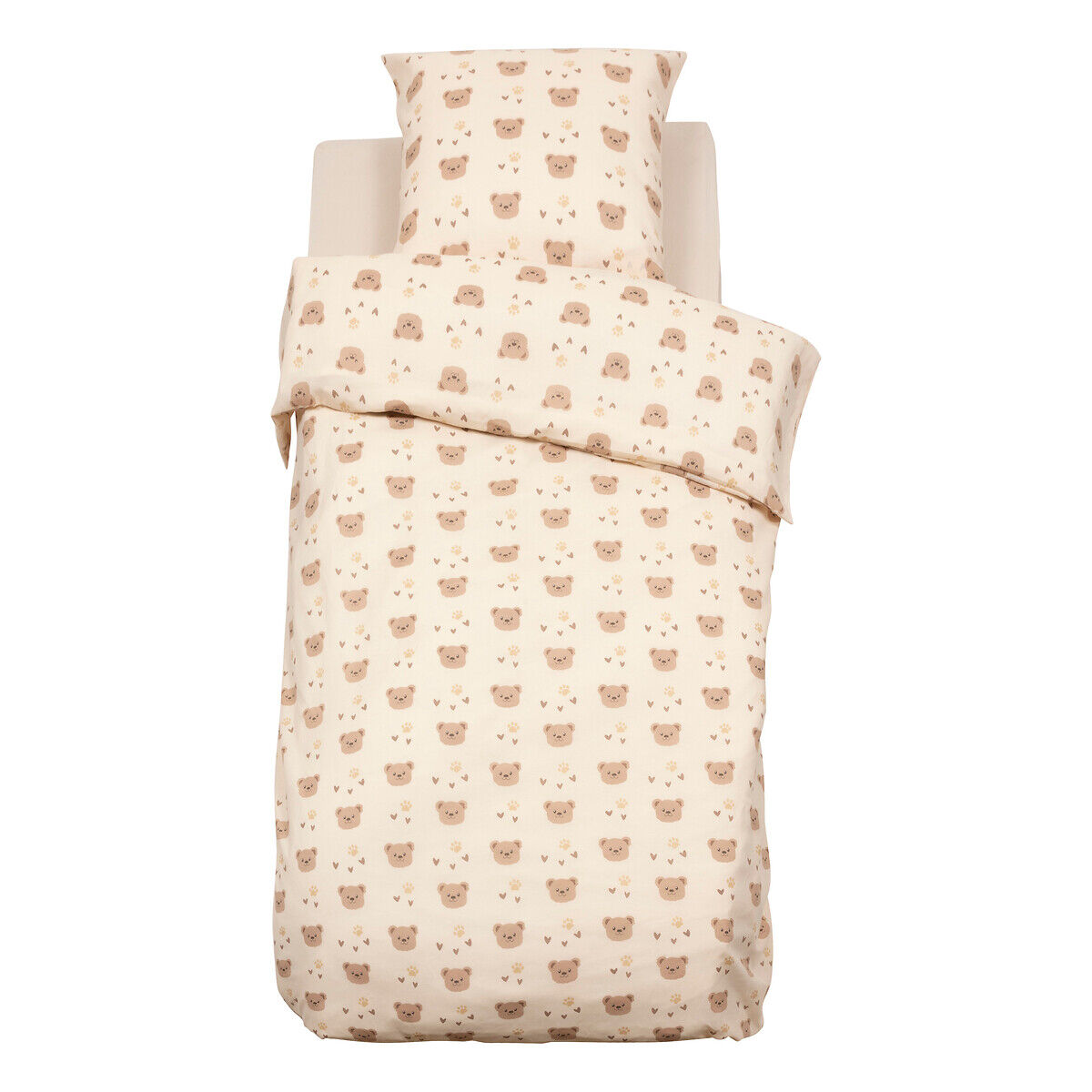 Duvet cover and pillowcase BILLIE beige in cotton, , large