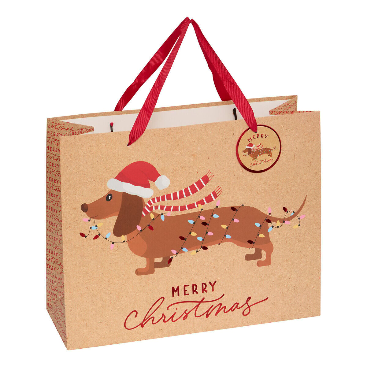 Saco oferta com cão natalicio 26x12x32cm, , large