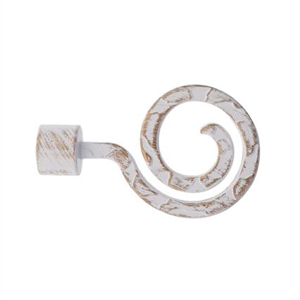 Set of 2 finials DEMEURE white and gold, , large