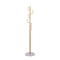 Cabide De Pé Dourado Com 6 Ganchos E Base Em Mármore 177cm