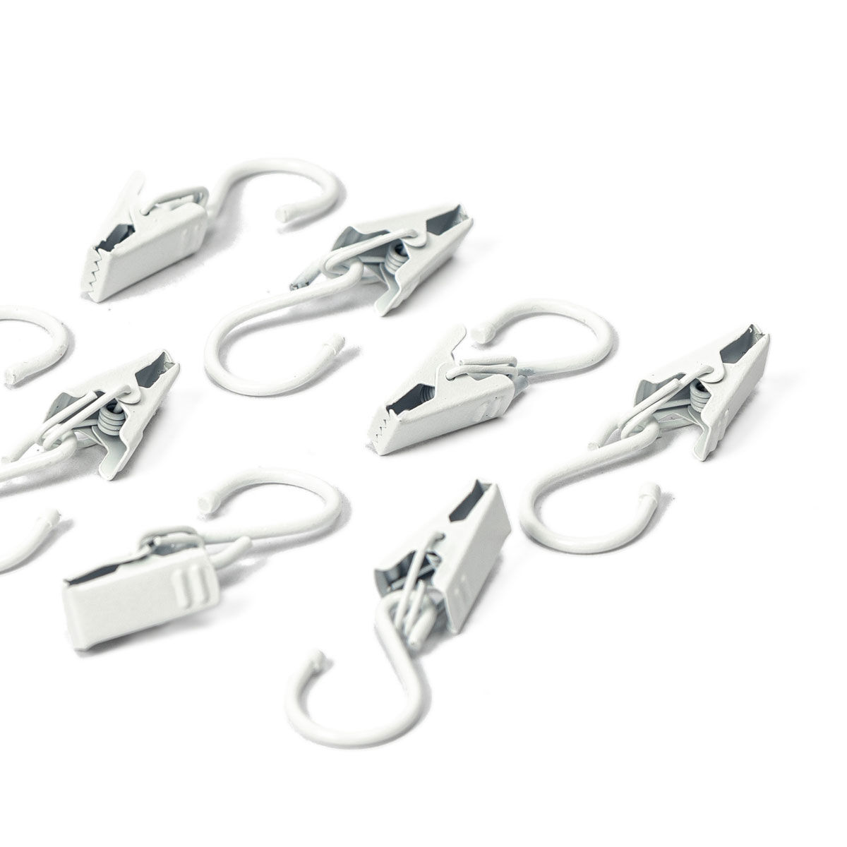 Set of 8 curtain ring clips white, , large