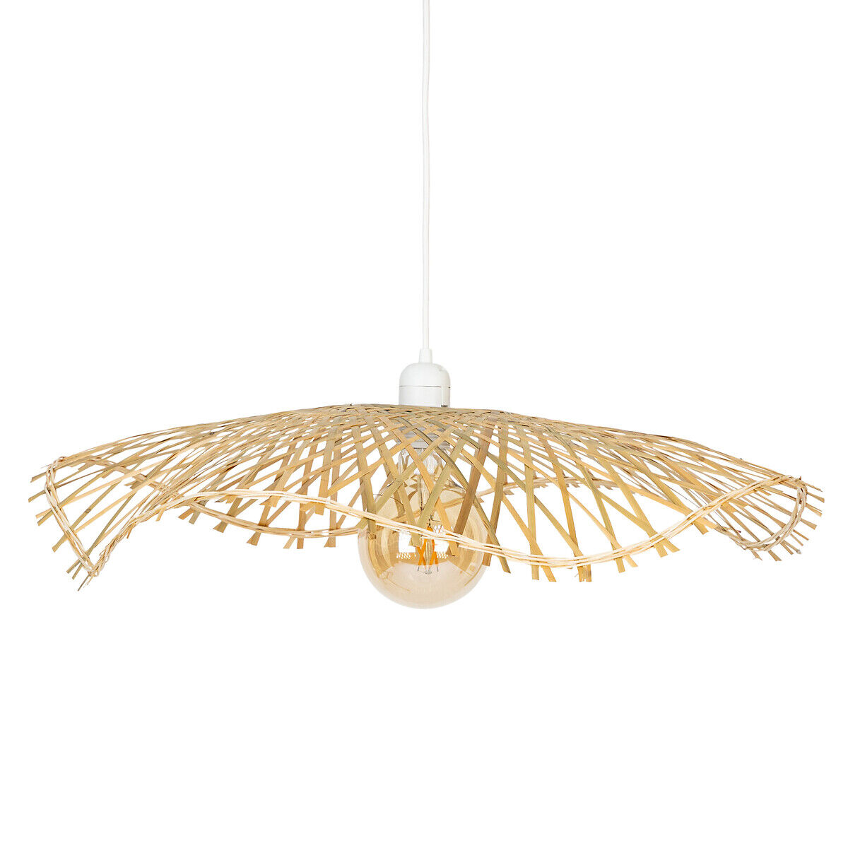 Candeeiro de teto TESS bege em bambu, , large