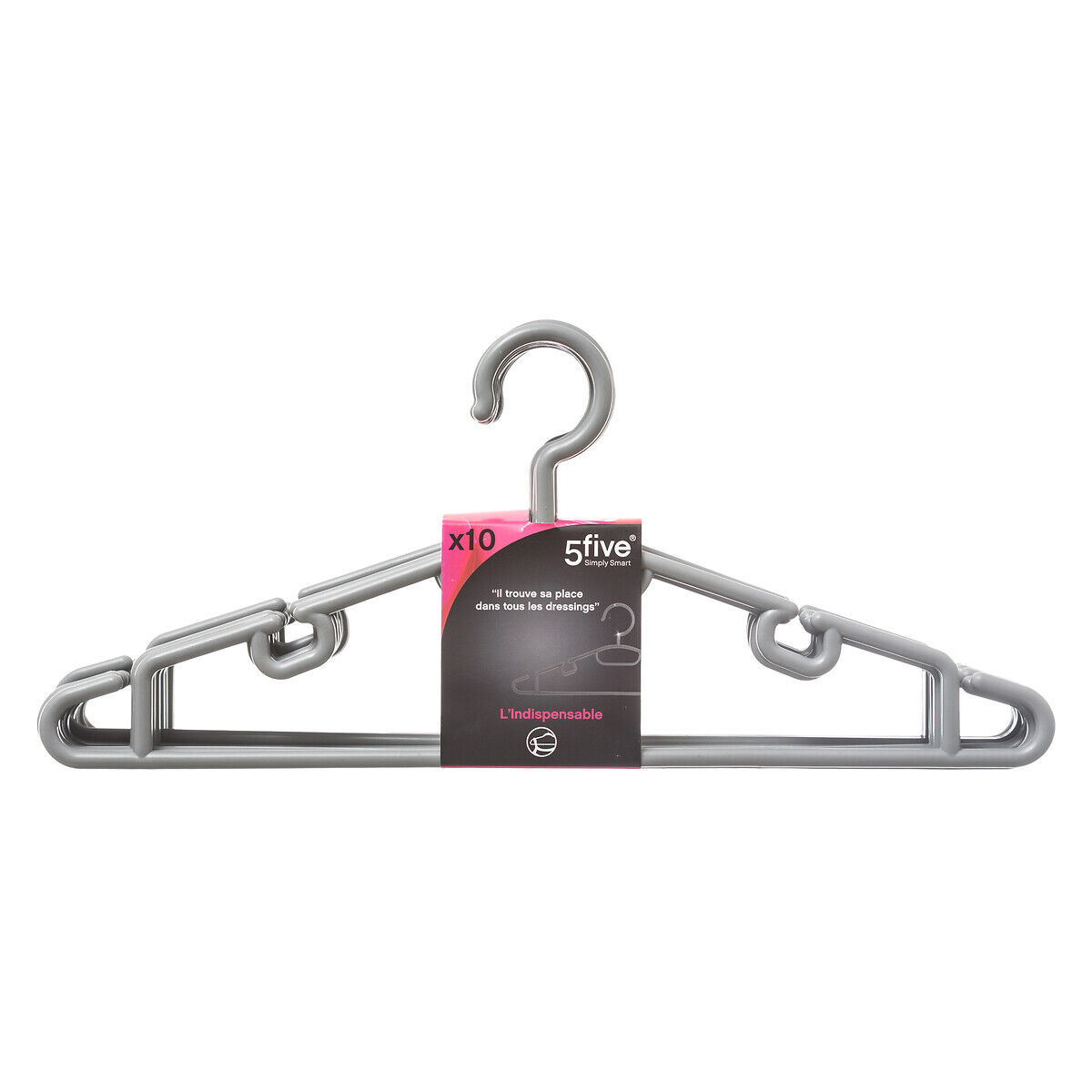 Conjunto de 10 cabides cinza escuro, , large
