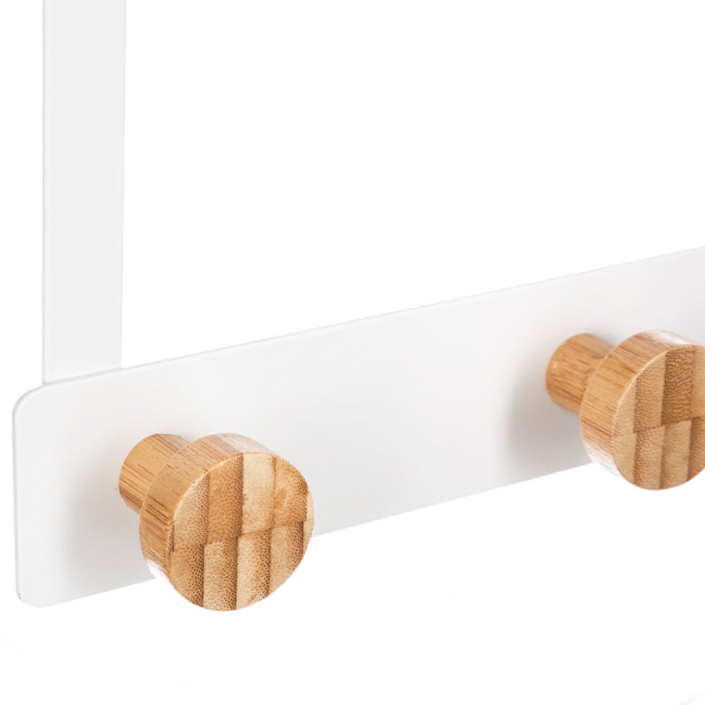 Cabide para porta branco em bambu c/ 5 ganchos, , large