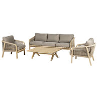 Conjunto De Jardim Papouasie Taupe Em Madeira Acácia