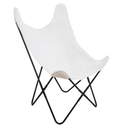 Poltrona OSLO branca com pernas pretas em metal, , large