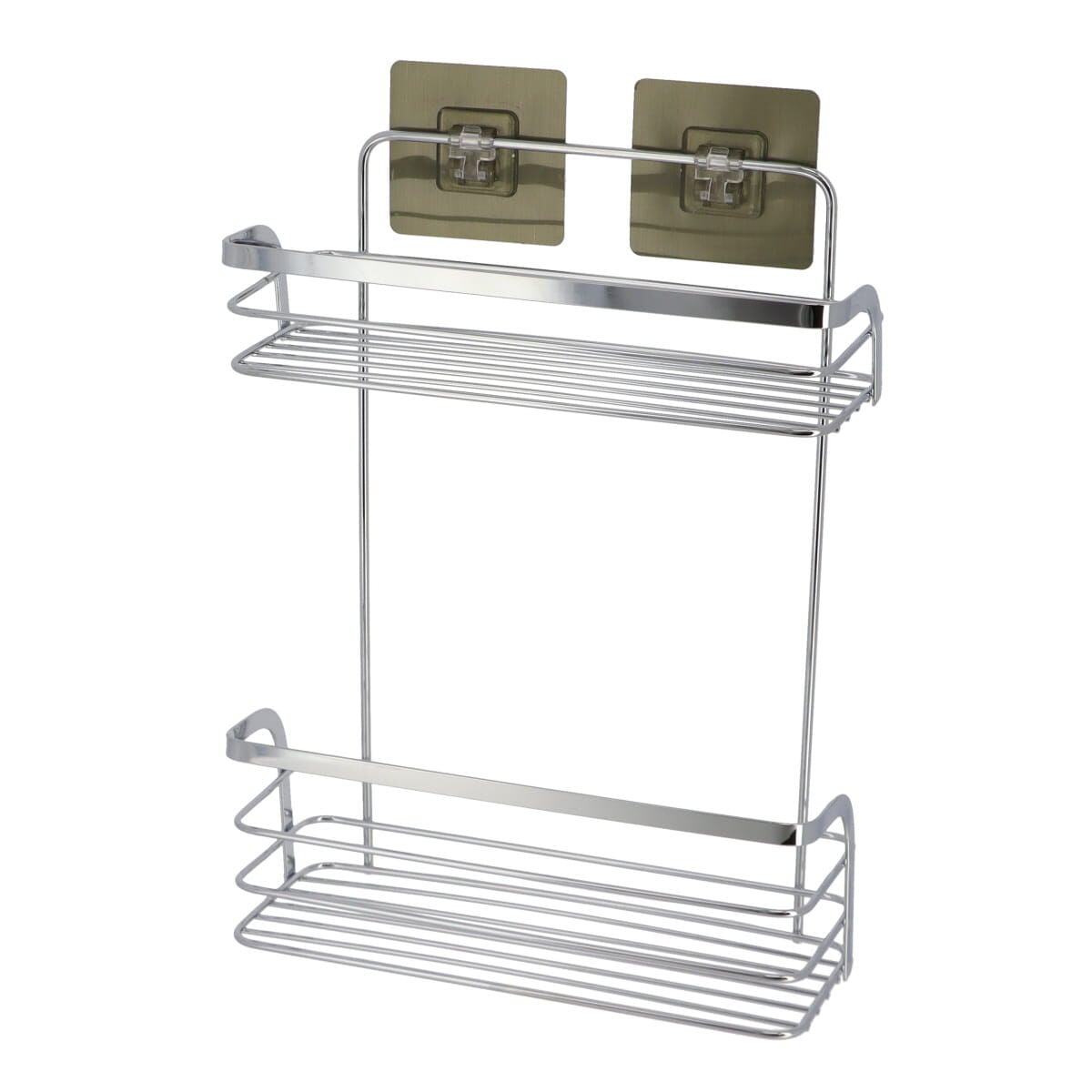 Prateleira wc 2 níveis em aço inox com adesivo cromado, , large