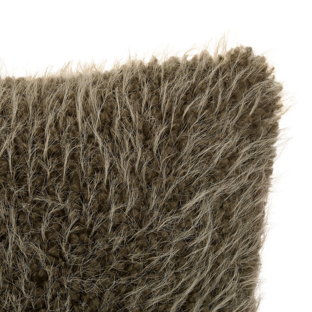 Faux fur cushion NYERO khaki green, , large