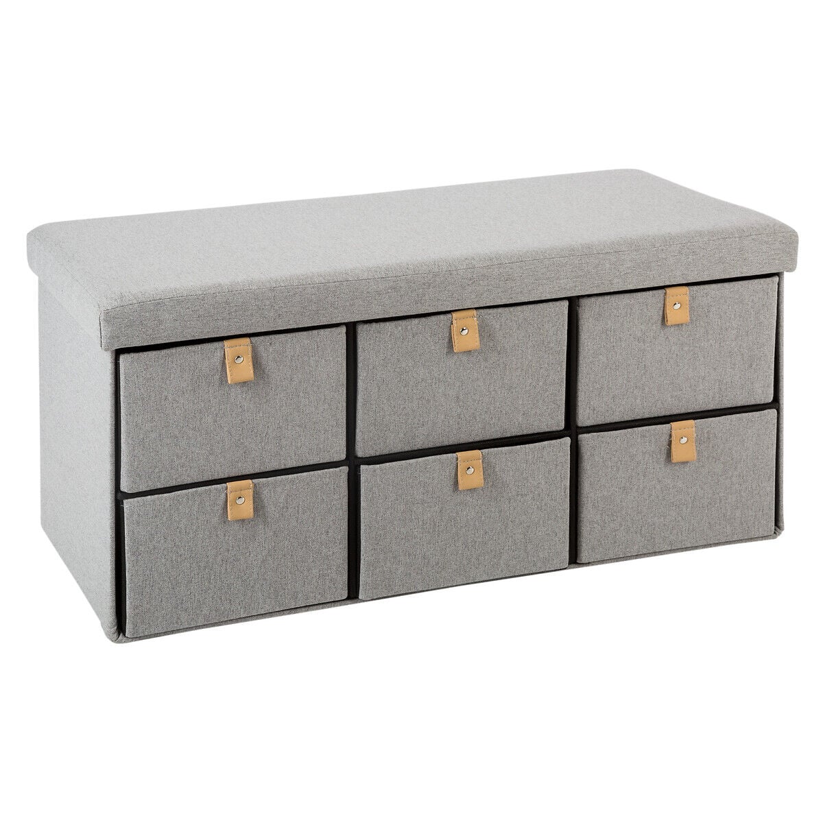Pufe duplo com 6 gavetas SUEDINE cinza, , large