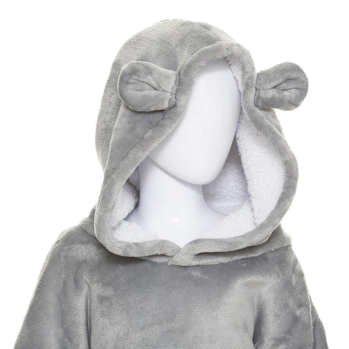 Manta camisola com capuz cinza 3-10 anos, , large