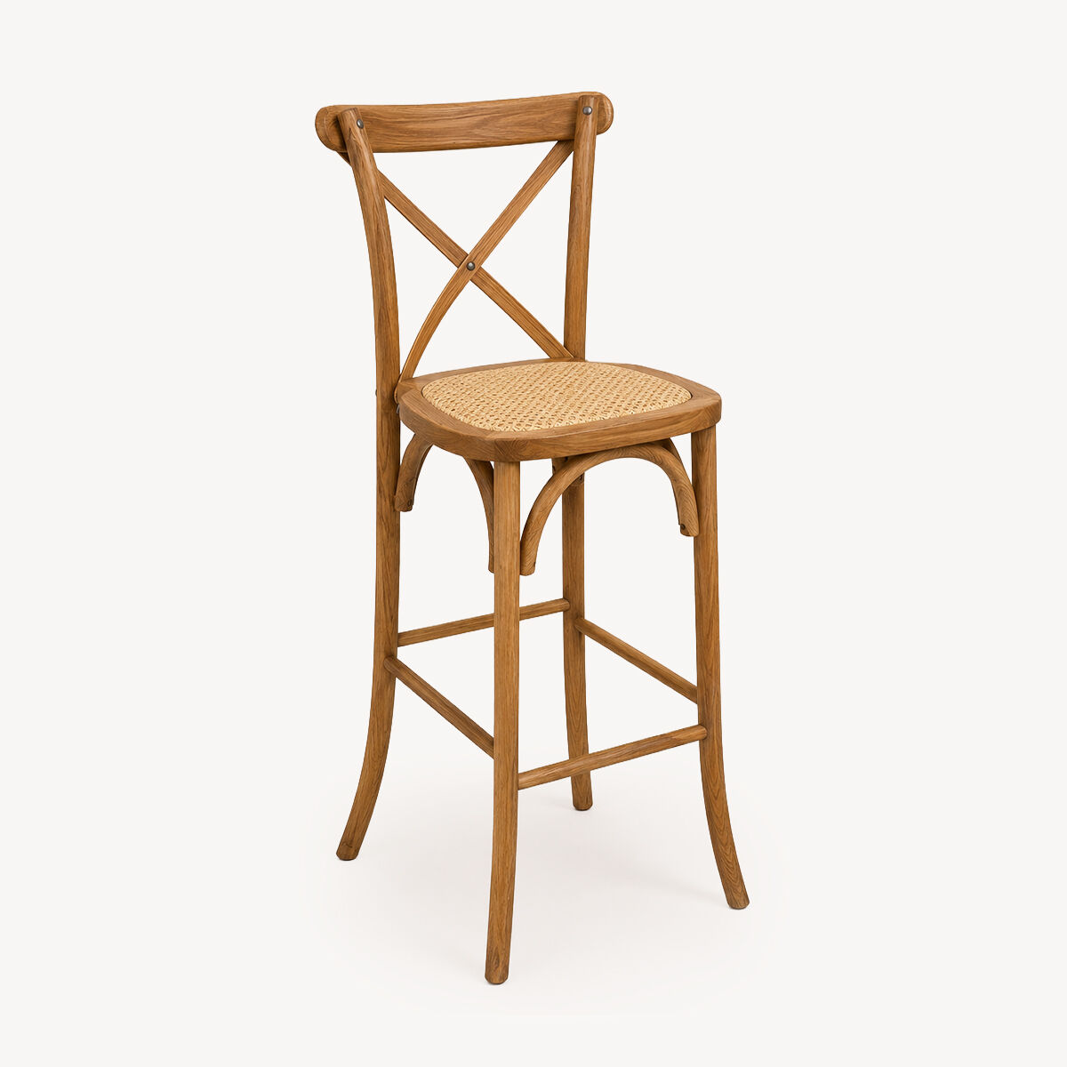 Banco de bar ISAK beje em madeira carvalho 110cm, , large