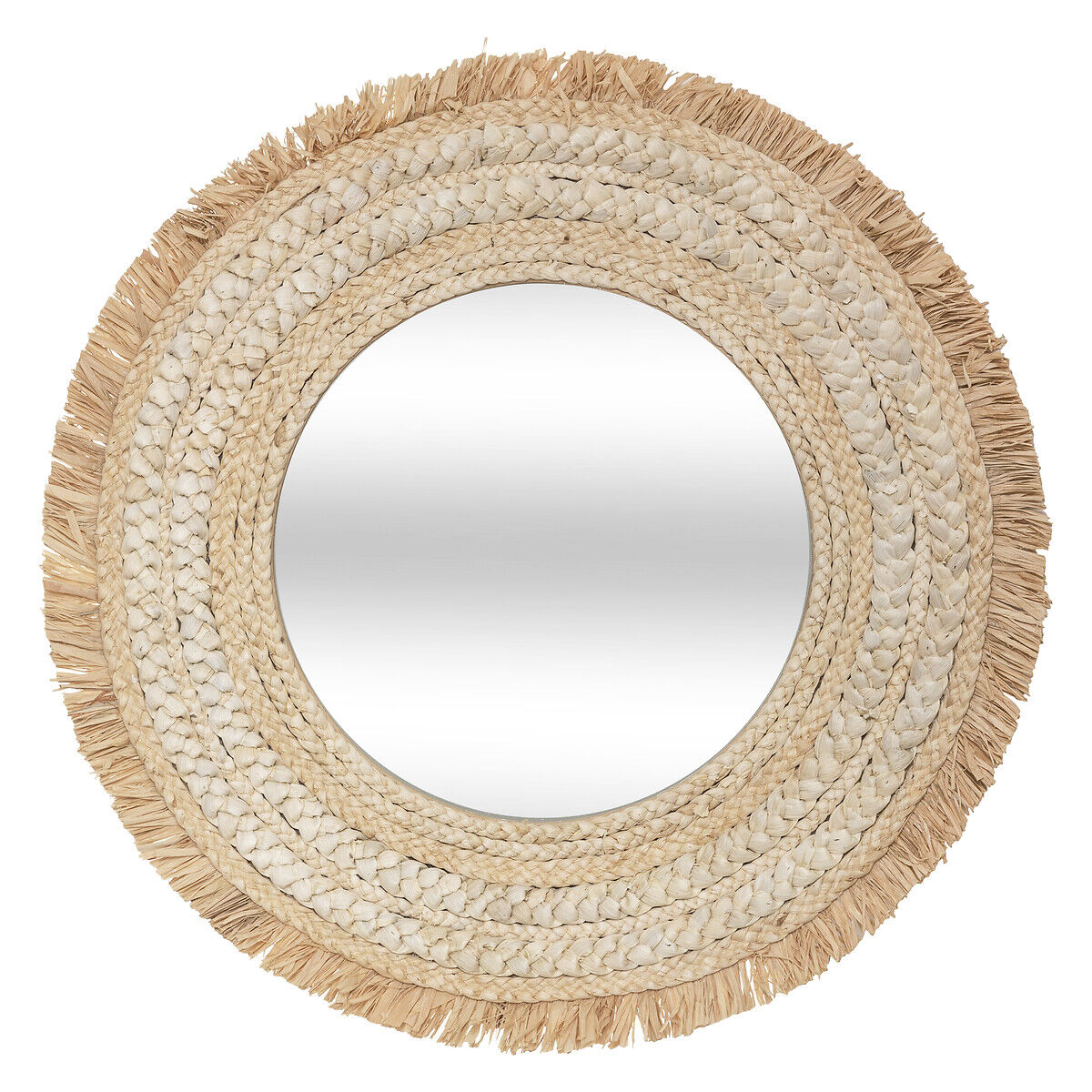 Espelho de parede CELIA bege ráfia 68cm, , large