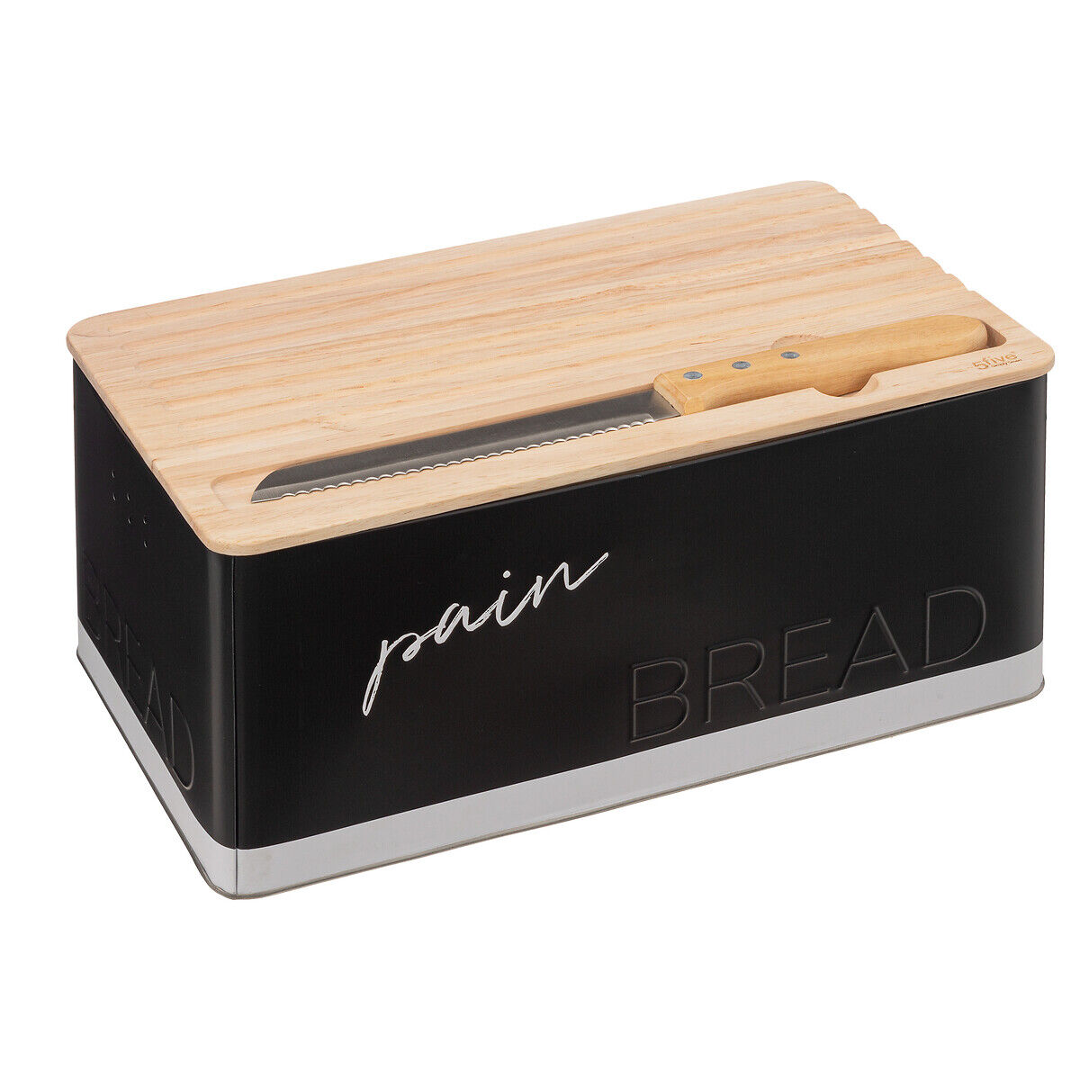 Caixa para pão RELIEF com faca preta, , large