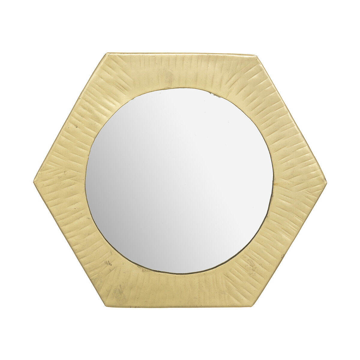 Espelho de parede ROMY dourado em metal martelado 18cm, , large
