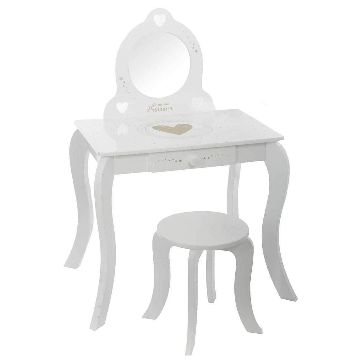 Toucador branco com tamborete, , large