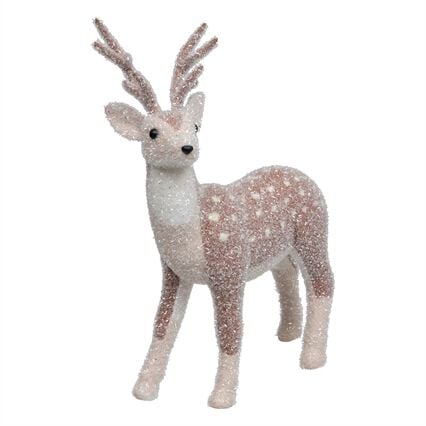 Figura de rena com neve castanha e branca 41x17x57cm, , large