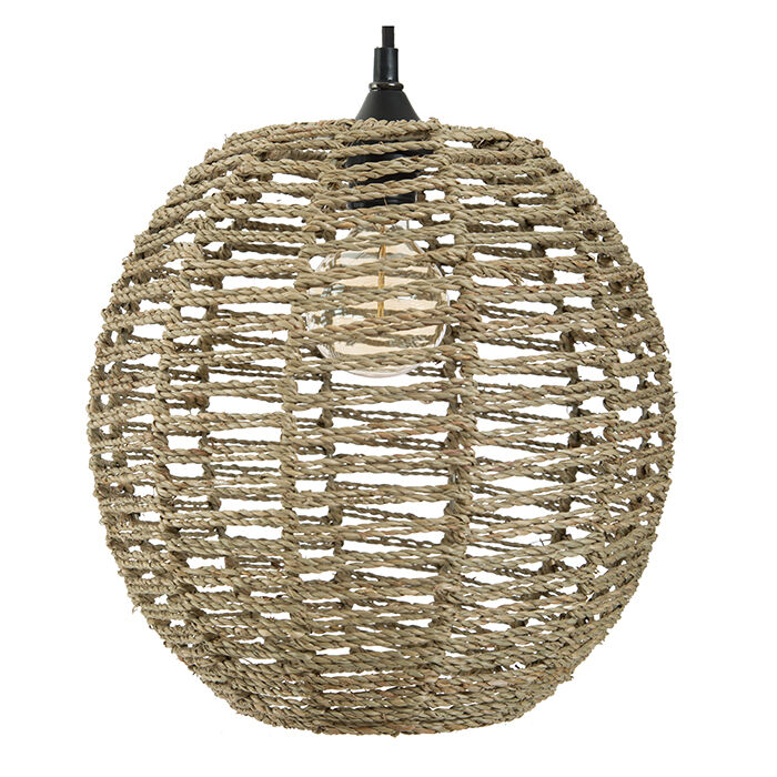 Candeeiro de teto bola em rattan e metal, , large