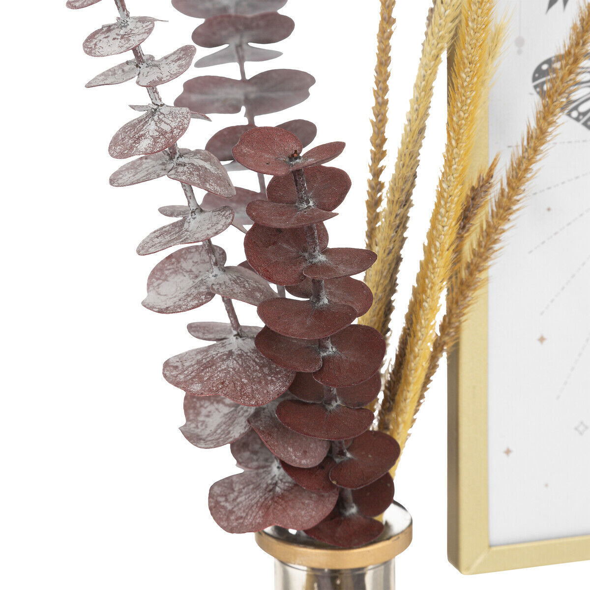 Moldura 10x15cm em metal com jarra com flor artificial, , large