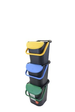 Juego de 3 cubos de reciclaje con asa de seguridad, , large