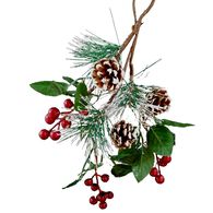 Ramo Decorativo Com Bagas E Pinhas