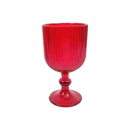 Conjunto de 6 copos de água com pé vermelho às riscas 37cl, , large