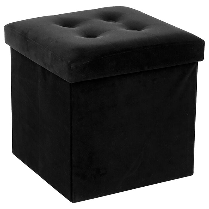Pufe preto LYSANDRE com arrumação, , large
