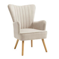 Butaca DIANA taupe de terciopelo y madera