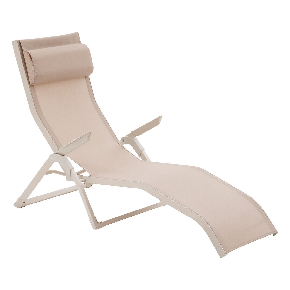 Tumbona plegable DECIMA de aluminio beige, , large