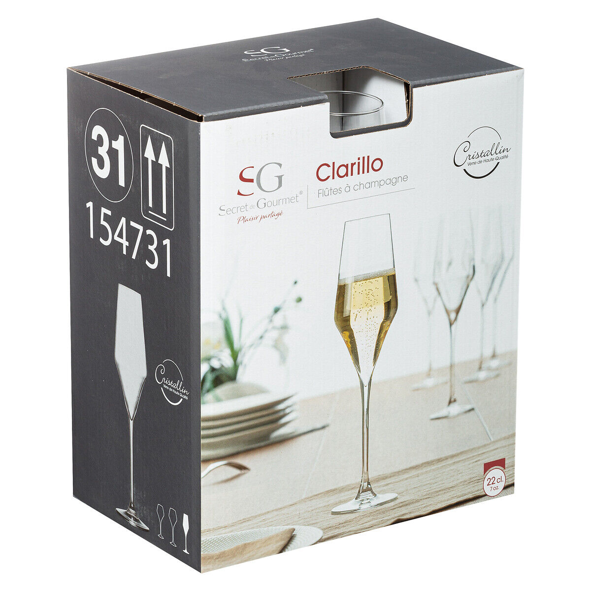 Copo de champanhe de vidro CLARILLO cristalino 22cl, , large