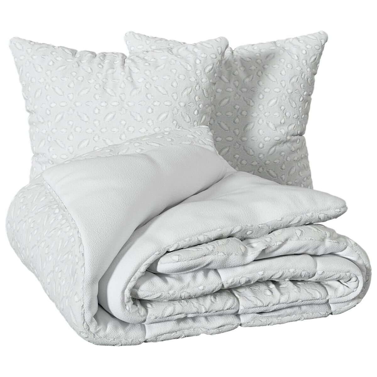 Capa de edredão e 2 capas de almofada branco SWAN 220x240cm, , large