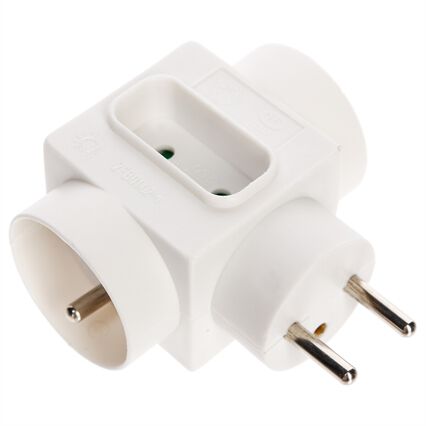 Ficha tripla branco, , large