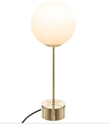 Candeeiro de mesa dris bola branca e base reta dourada, , large