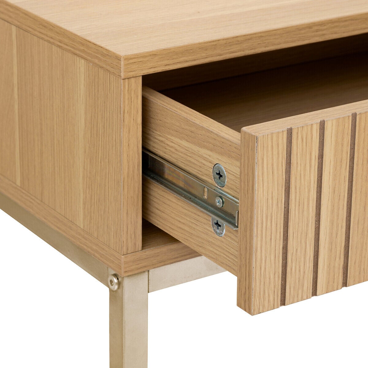 Consola Com 2 Gavetas Em Mdf e Metal Bege Tasso, , large